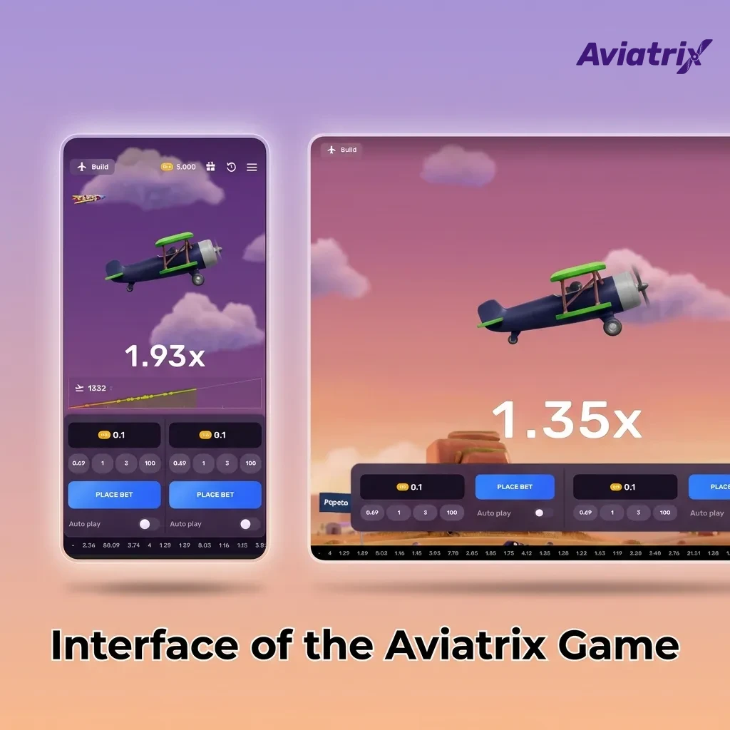 Aviatrix game interface with flying aircraft, rising multiplier, bet controls, chat panel, and recent player cash-outs