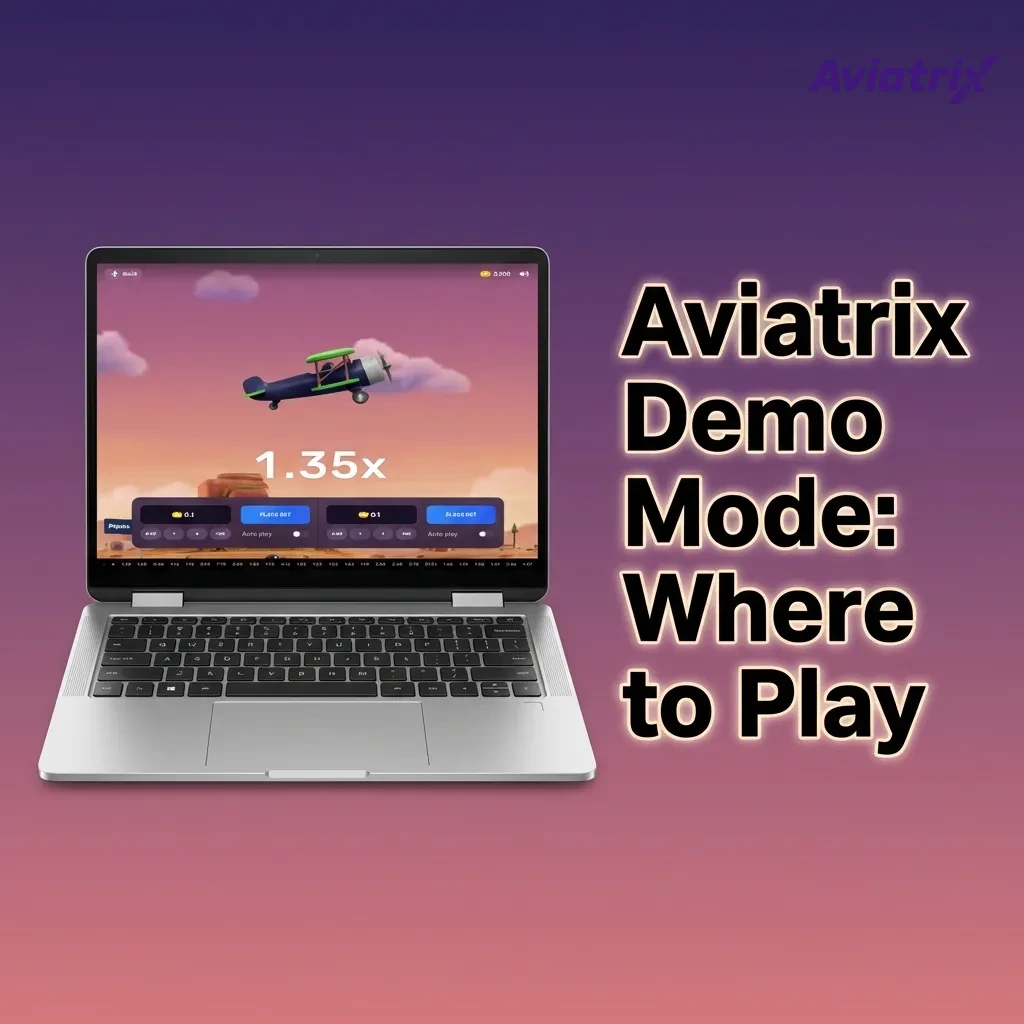 Illustration of Aviatrix crash-game demo on devices, showing rising multiplier and “demo credits” label, no real money involved