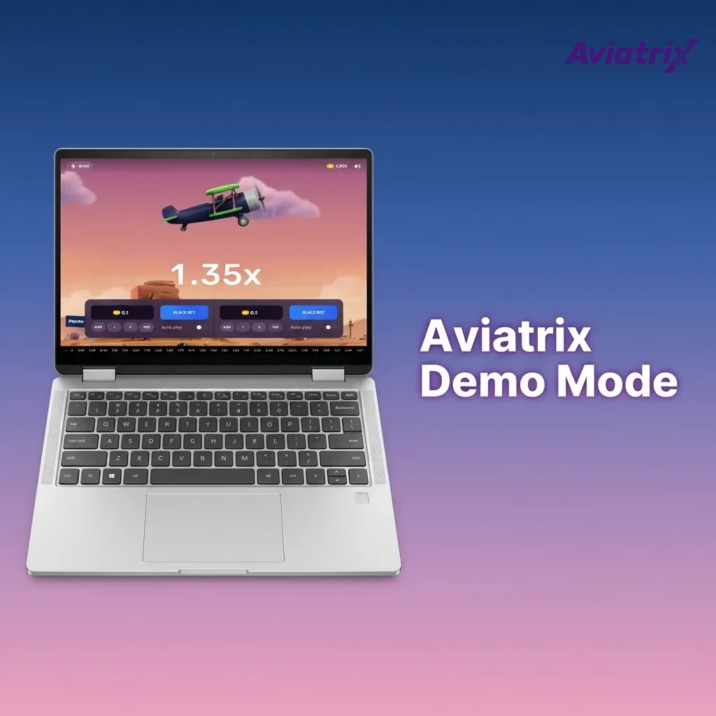 Aviatrix demo mode game screen showing virtual credits and crash graph used for practice without real-money risk