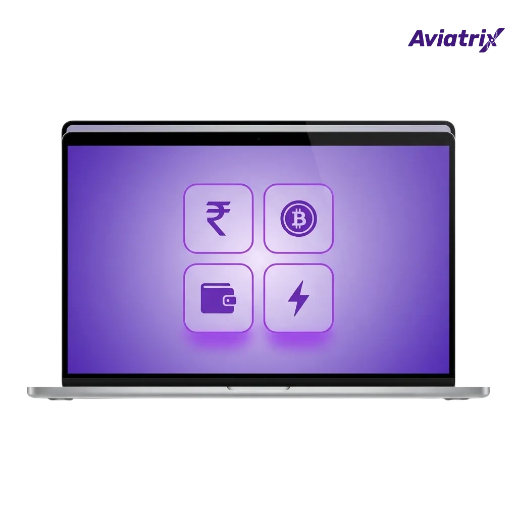 Illustration of Aviatrix casino withdrawal methods in India: UPI, netbanking, cards, wallets, crypto, and KYC verification.