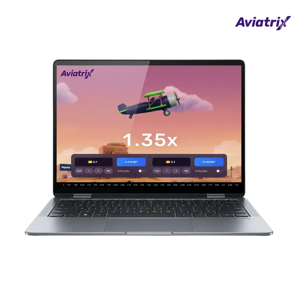 Illustrated Aviatrix game screen with tip icons and text about strategies, risk control, and disciplined betting