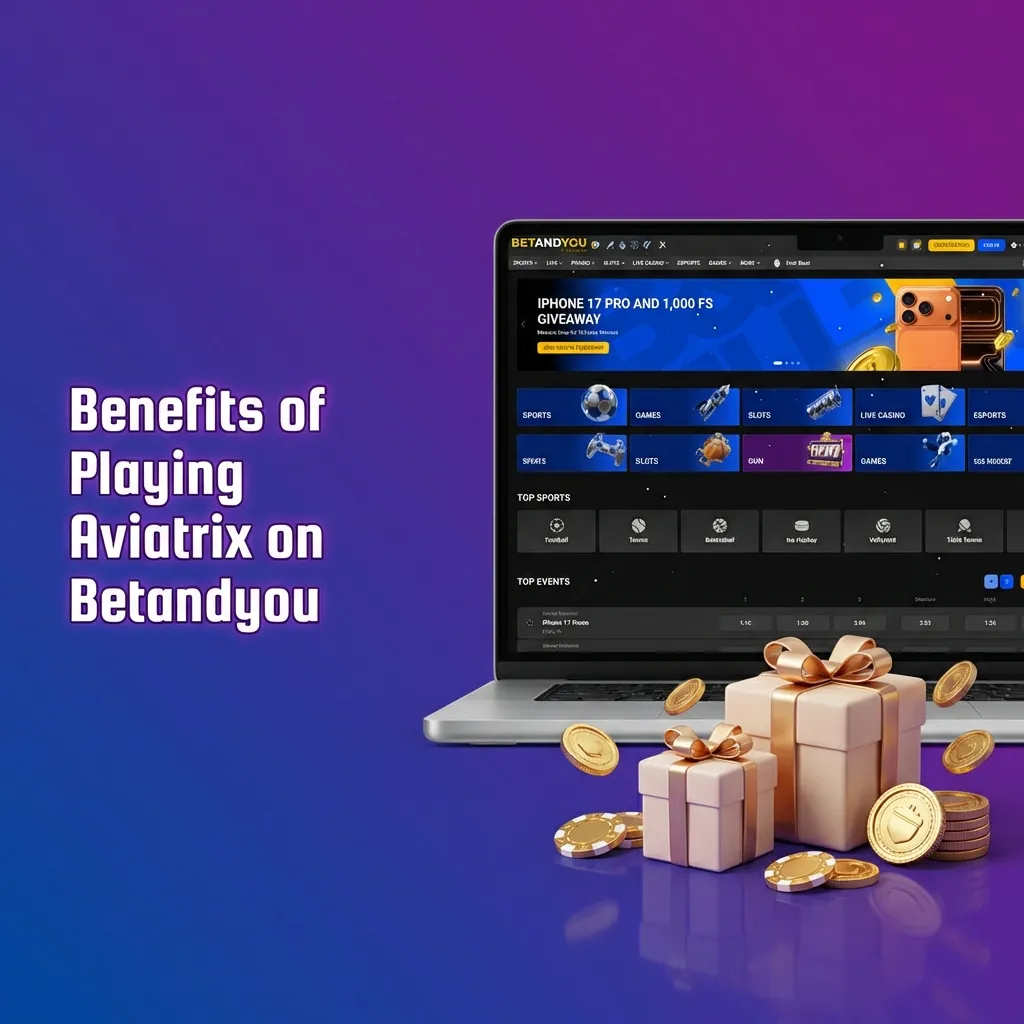 Infographic titled “Benefits of Playing Aviatrix on Betandyou” listing key features for Indian players and fast crash game perks