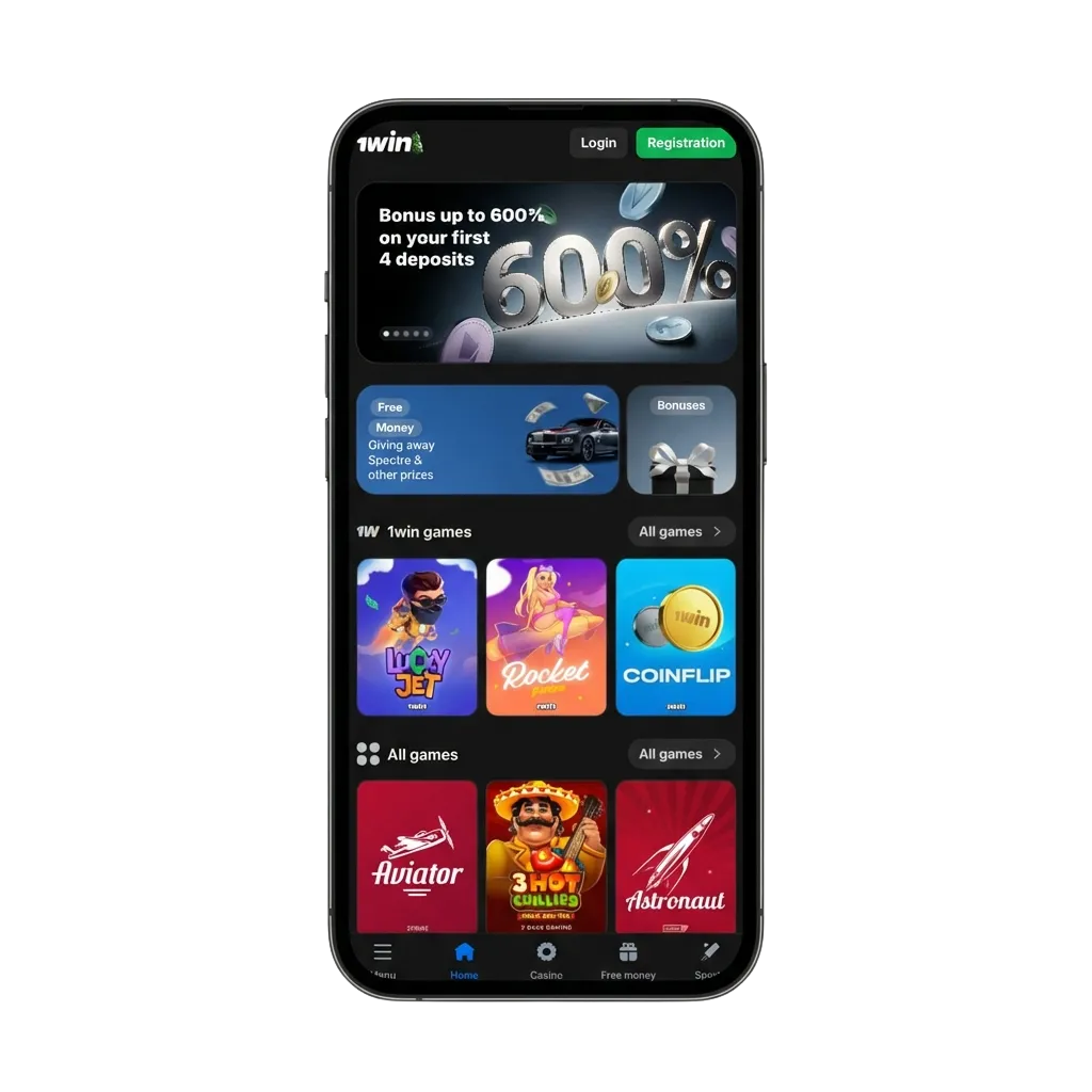Smartphone screens showing the 1win Aviatrix crash game interface with download options for Android APK and iOS PWA in India