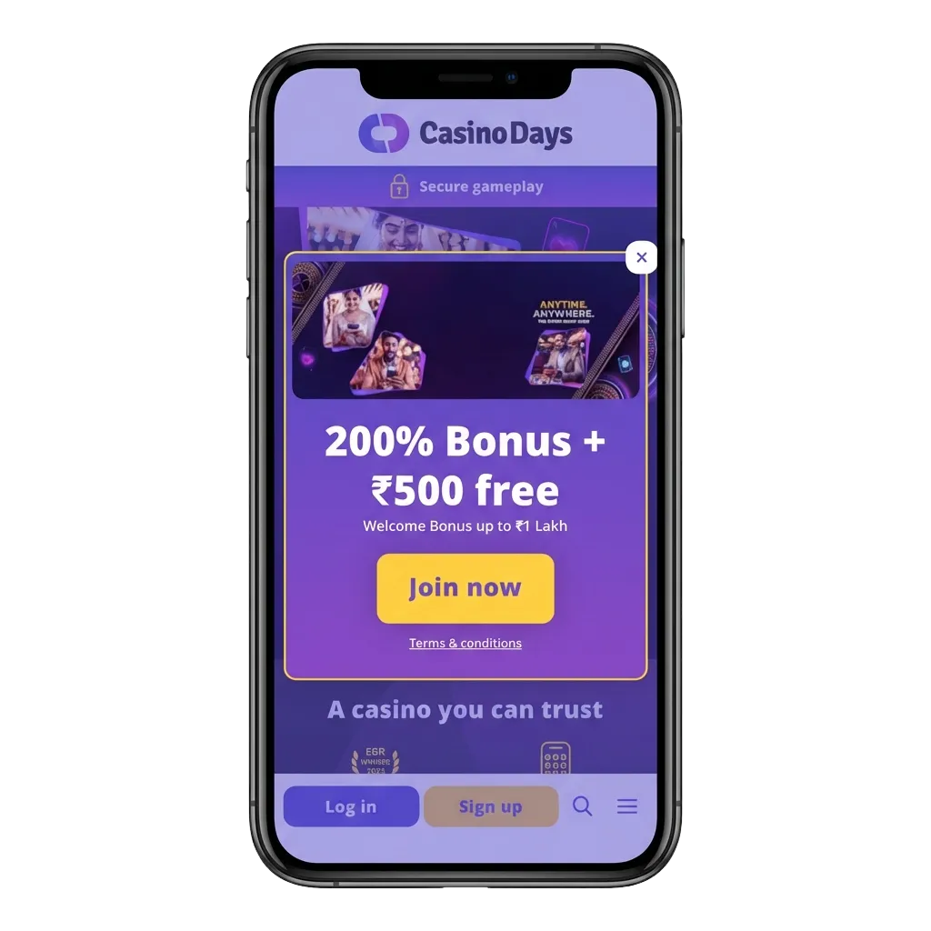 Smartphone and tablet screens showing the Casino Days Aviatrix crash game app available on Android and iOS in India