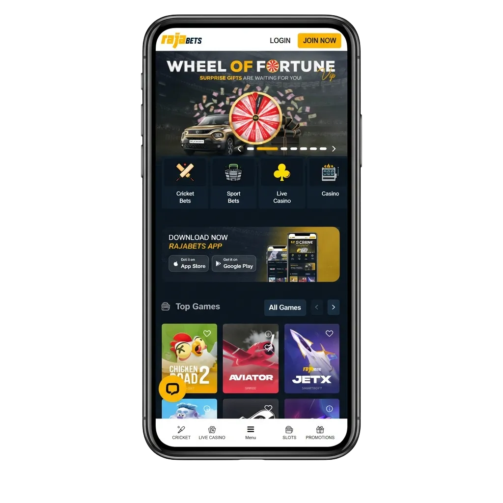 RajaBets Aviatrix app promo on phone screens, highlighting mobile crash game betting for Android and iOS in India