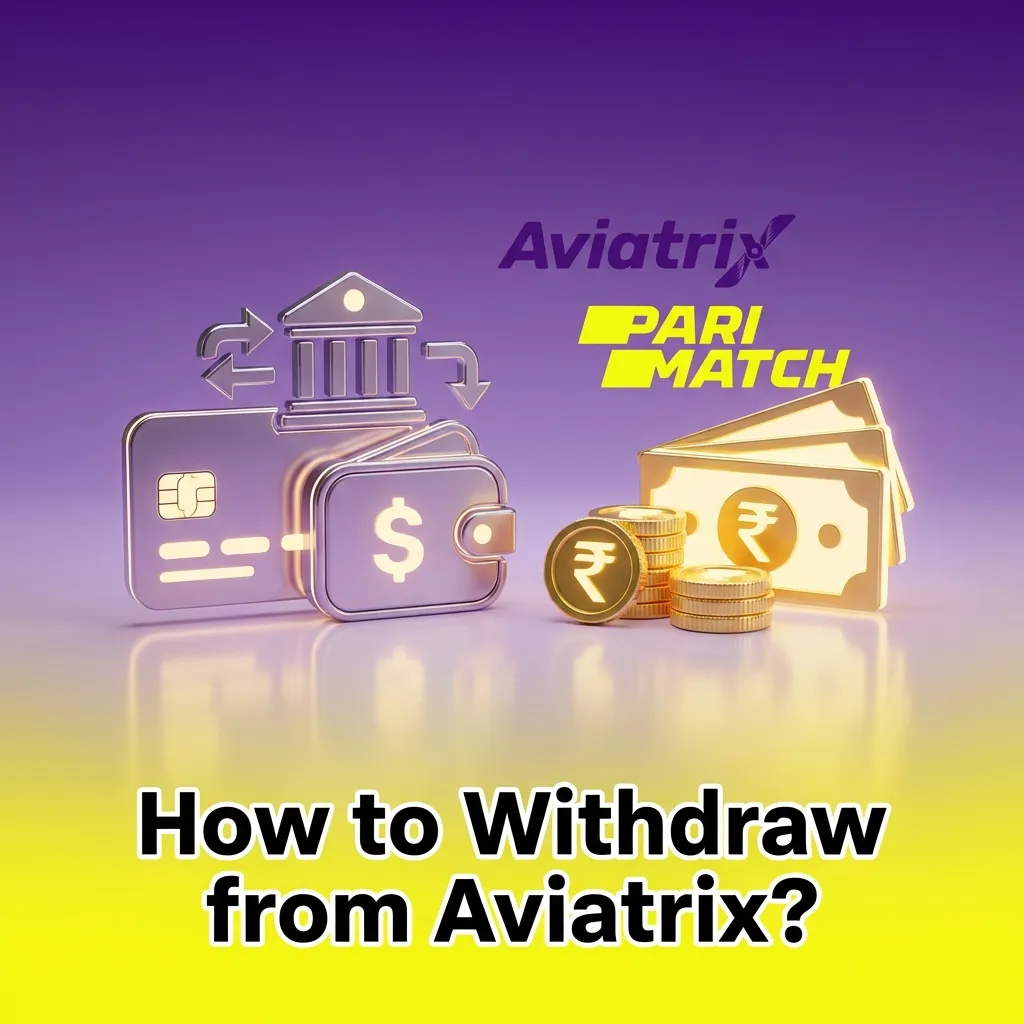 Illustrated phone screen showing Aviatrix app withdrawal steps with options for UPI, bank transfer, e-wallet, and crypto
