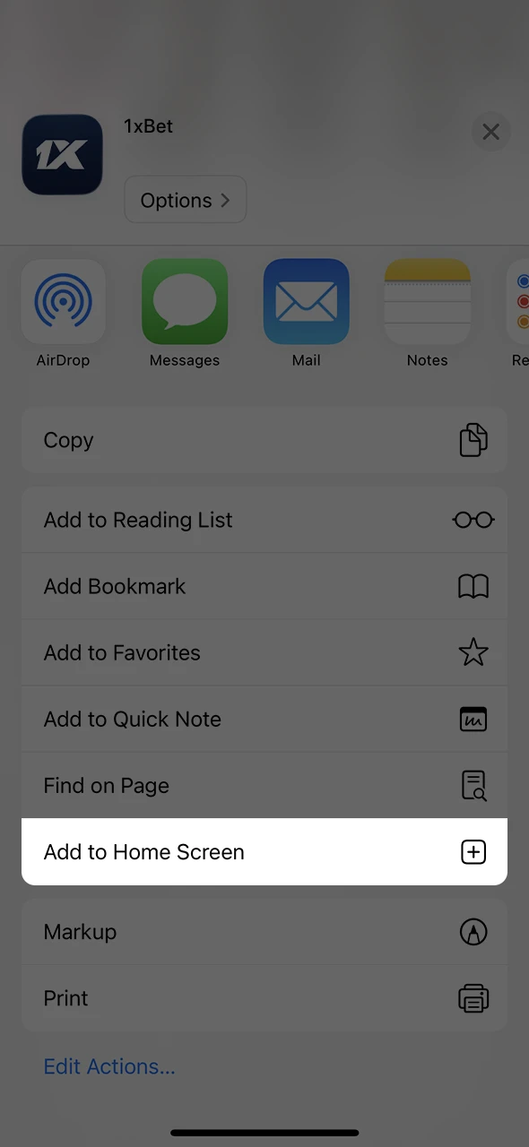 Choose Add to Home Screen to get the Aviatrix iOS experience.