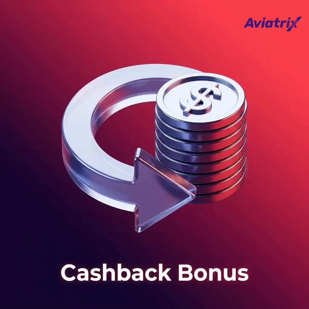 Cashback bonus showing percentage return on net losses, daily or weekly, for Aviatrix and casino play